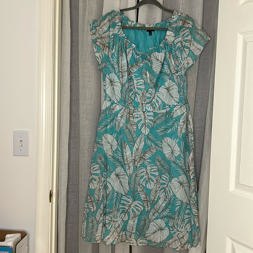 Turquoise floral print Talbots dress